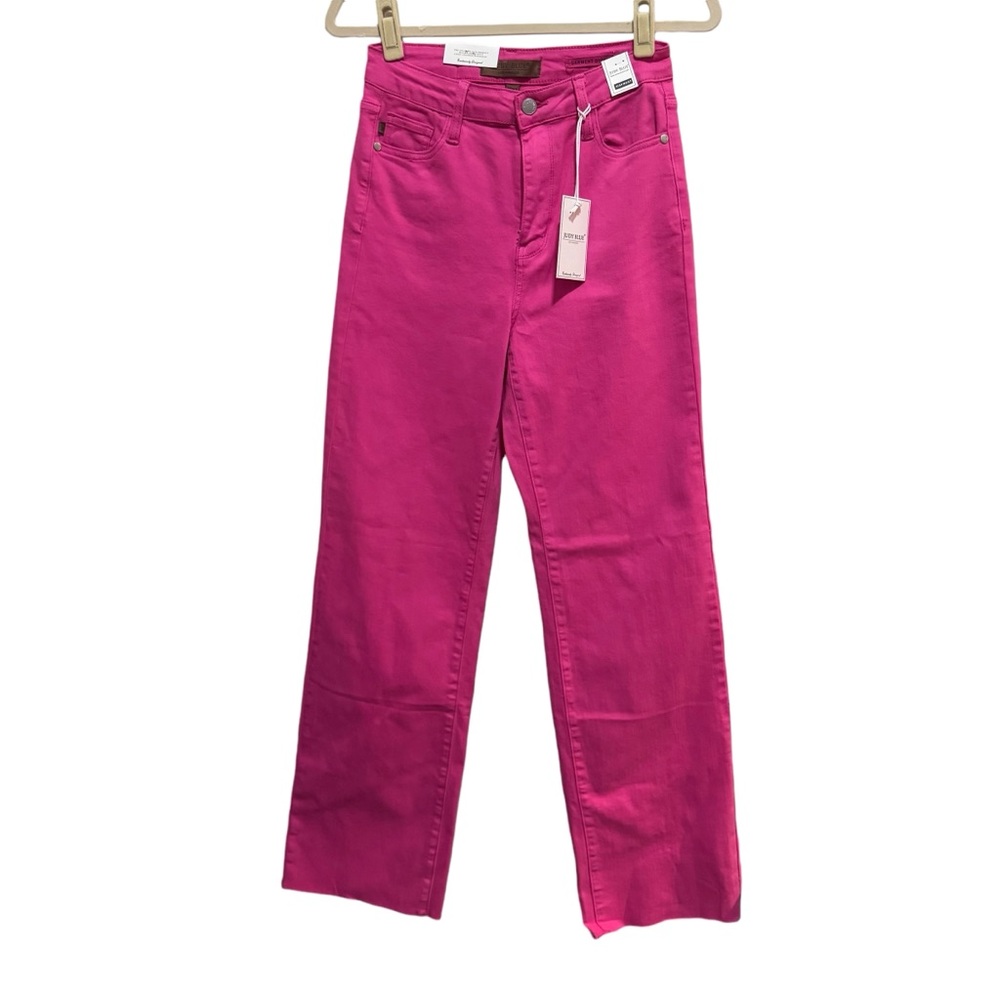 Judy Blue All the Heart Eyes High Rise Hot Pink 90’s Straight Leg Jeans 5 NWT - Picture 2 of 16